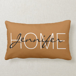 Copper colour home monogram lumbar pillow