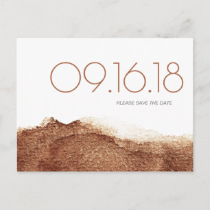 Copper colour modern simple wedding save the date announcement postcard