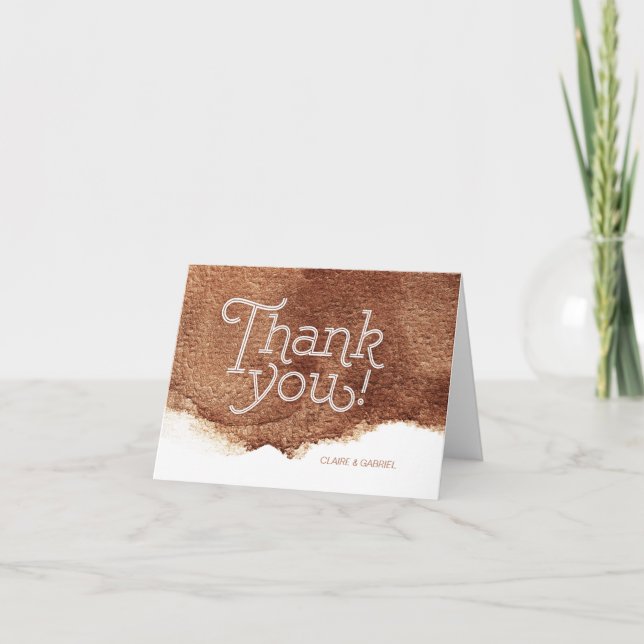 Copper colour modern simple wedding thank you (Front)