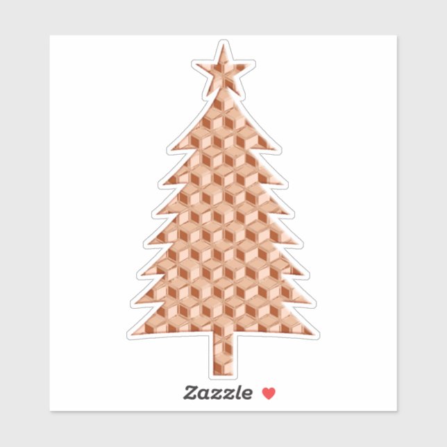 Copper Coloured 3-d Boxes Christmas Tree Sticker (Sheet)