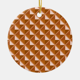Copper coloured, metallic look, studded grid ceramic ornament