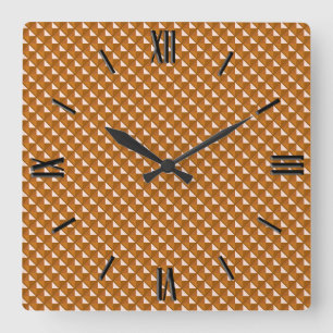 copper coloured, metallic look, studded grid square wall clock