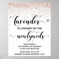 Copper Confetti Hearts Shower with Lavender Sign
