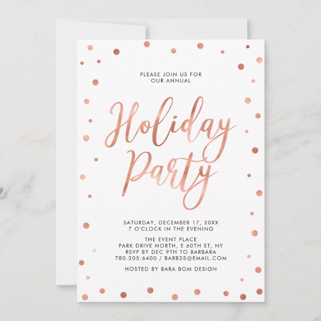 Copper Confetti Modern Corporate Holiday Party Invitation (Front)