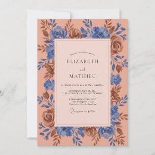 Copper Cornflower Blossom Wedding Invitation