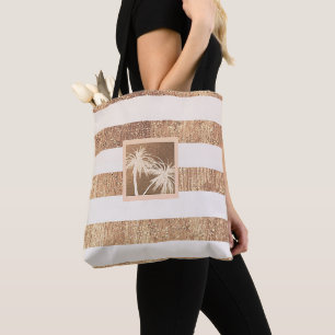 Copper & Cream Tropical Palm Trees Modern Chic Tote Bag