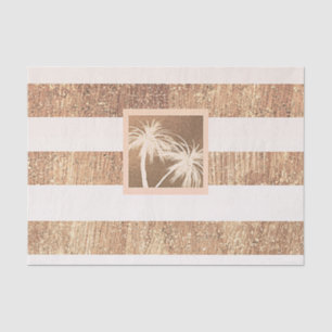 Copper & Cream Tropical Palm Trees Modern Sparkle Tissue Paper