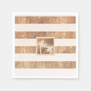 Copper & Cream Tropical Palm Trees Modern Wedding Napkin