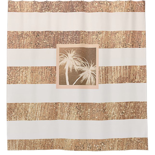 Copper & Cream Tropical Palm Trees Sparkle Chic (Front)