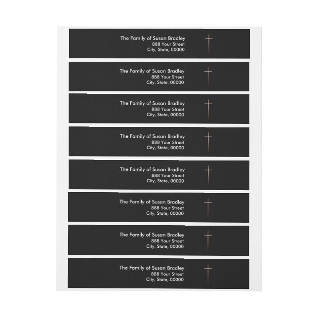Copper Cross Christian Funeral Wraparound Label (Sheet)