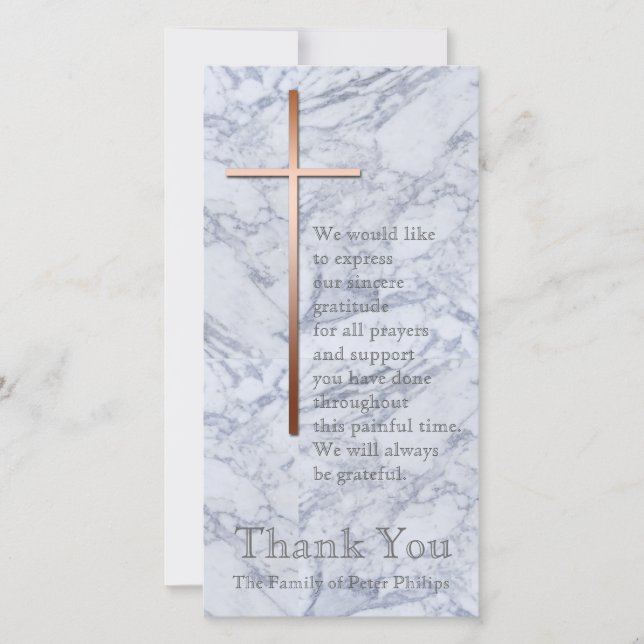 Copper Cross Marble 2 Sympathy Thank You (Front)