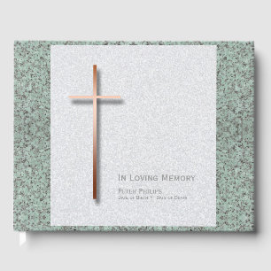 Copper Cross Stone 1 Funeral Memorial Guest Book