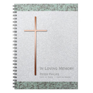 Copper Cross Stone 2 Funeral Memorial Guest Book