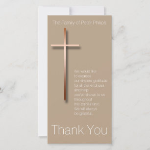 Copper Cross Sympathy Thank You Choose Colour 2 Card