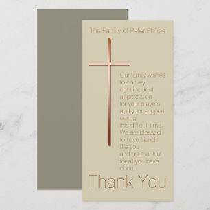 Copper Cross Sympathy Thank You Choose Colour Card
