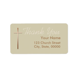 Copper Cross Thank You Label Choose Colour