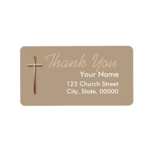 Copper Cross Thank You Label Choose Colour 2