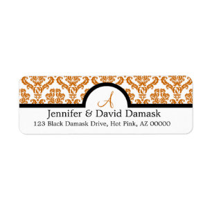 Copper Damask Monogram Labels {not metallic}