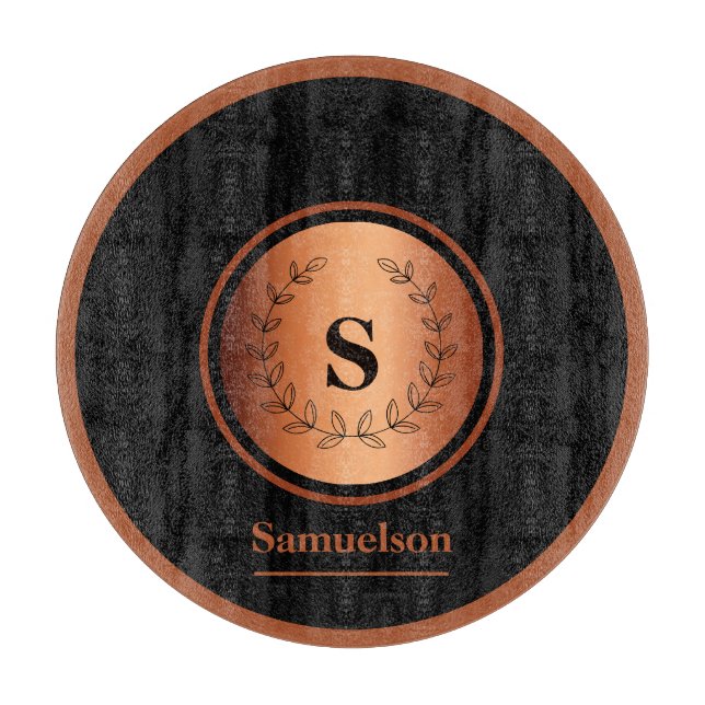 Copper Detailed Personalized Kitchen Cutting Board (Front)