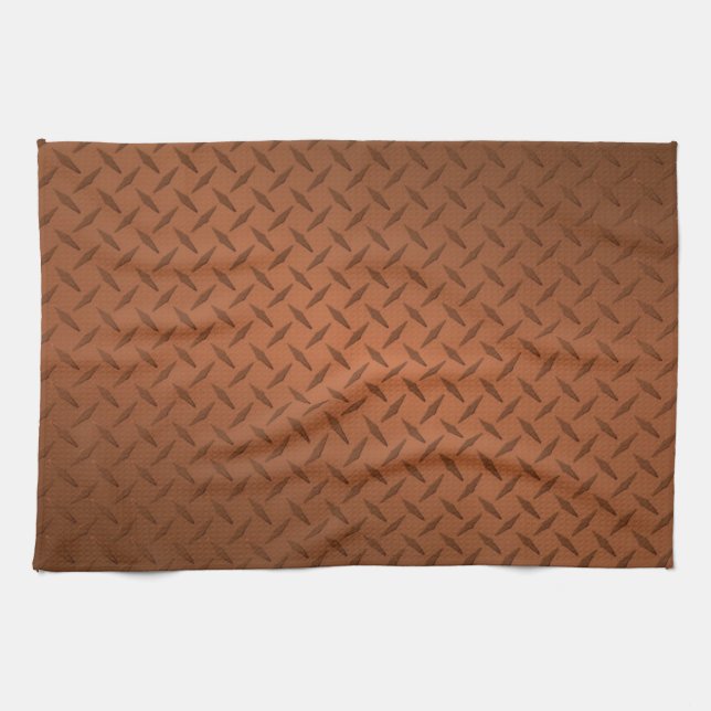 Copper Diamondplate Look Pattern Kitchen Towel (Horizontal)
