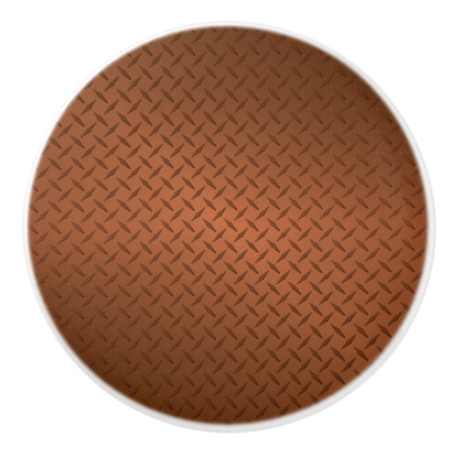 Copper Diamondplate Pattern Look Ceramic Knob (Front)