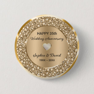 Copper Diamonds Wedding Anniversary  2 Inch Round Button