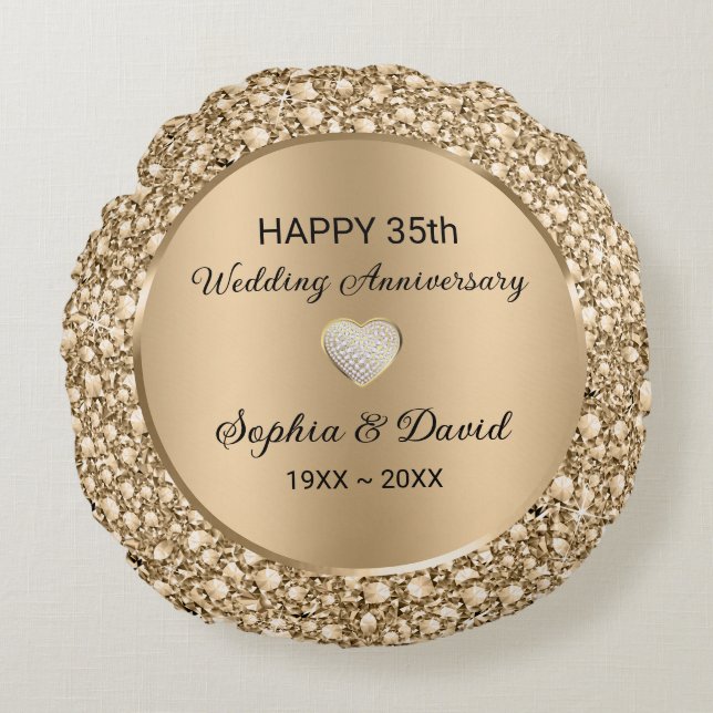 Copper Diamonds Wedding Anniversary  Round Pillow (Front)