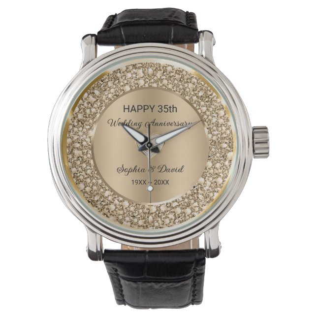 Copper Diamonds Wedding Anniversary  Watch (Front)