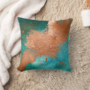 Copper Distressed Patina Throw Pillow