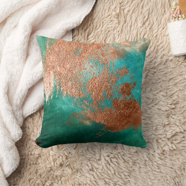 Copper Distressed Patina  Throw Pillow (Blanket)