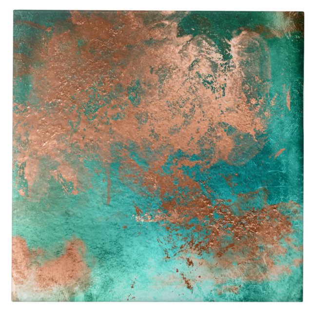 Copper Distressed Patina  Tile (Front)