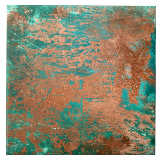 Copper Distressed Patina  Tile (Front)