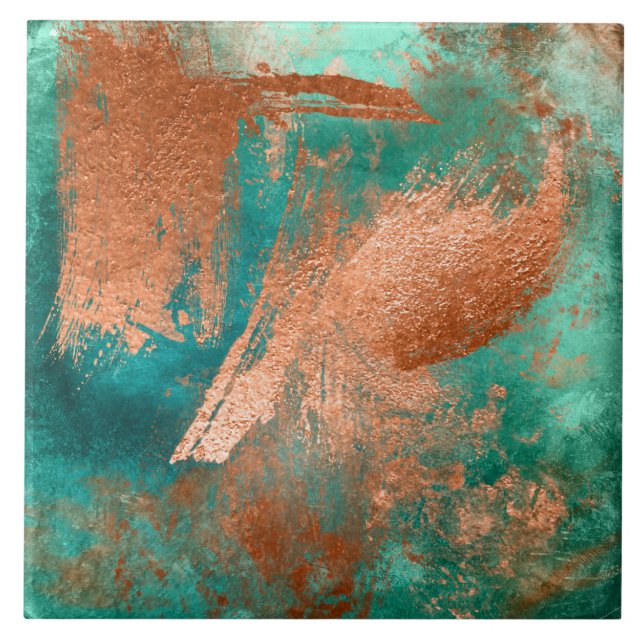 Copper Distressed Patina  Tile (Front)