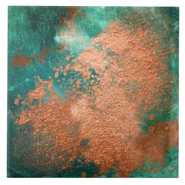Copper Distressed Patina  Tile (Front)