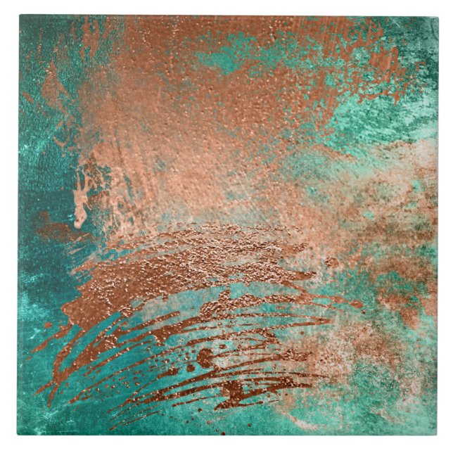 Copper Distressed Patina  Tile (Front)