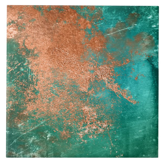 Copper Distressed Patina  Tile (Front)