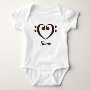 Copper Double Bass Clef Heart Customized Baby Bodysuit