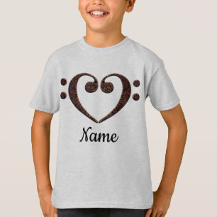 Copper Double Bass Clef Heart Customized T-Shirt