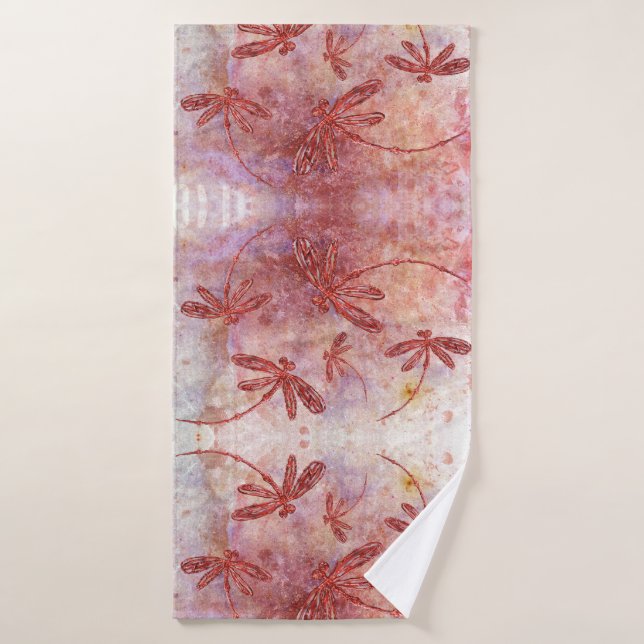 Copper Dragonflies on Hot Summer Sky Bath Towel (Bath Towel)