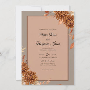 Copper Dried Grass Eucalyptus Wedding Invitation