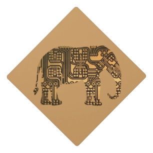 Copper Elephant Circuit Board Graduation Cap Topper