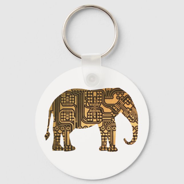 Copper Elephant Circuit Board Keychain (Front)