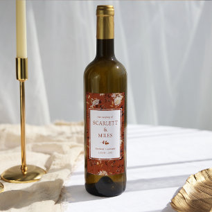 Copper Fall Terracotta Foliage Wedding Favour Wine Label