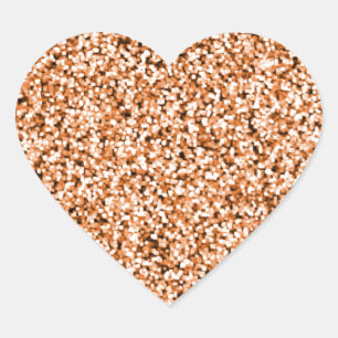 Copper Faux Glitter Heart Sticker