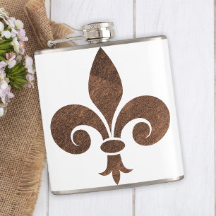 Copper Fleur De Lis Bar Gift Hip Flask