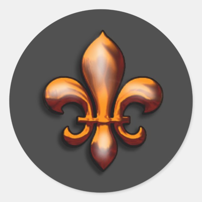 Copper Fleur de Lis on Changeable Background Classic Round Sticker (Front)