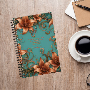 Copper Flowers On Turquois Journal With Jesus