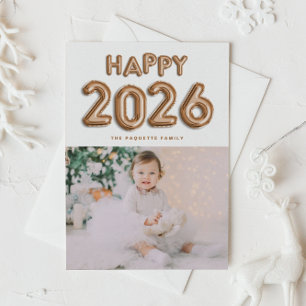 Copper Foil Balloons 2025 Happy New Year Photo Holiday Card