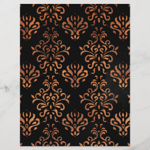 Copper Foil & Black Damask Scrapbook Paper