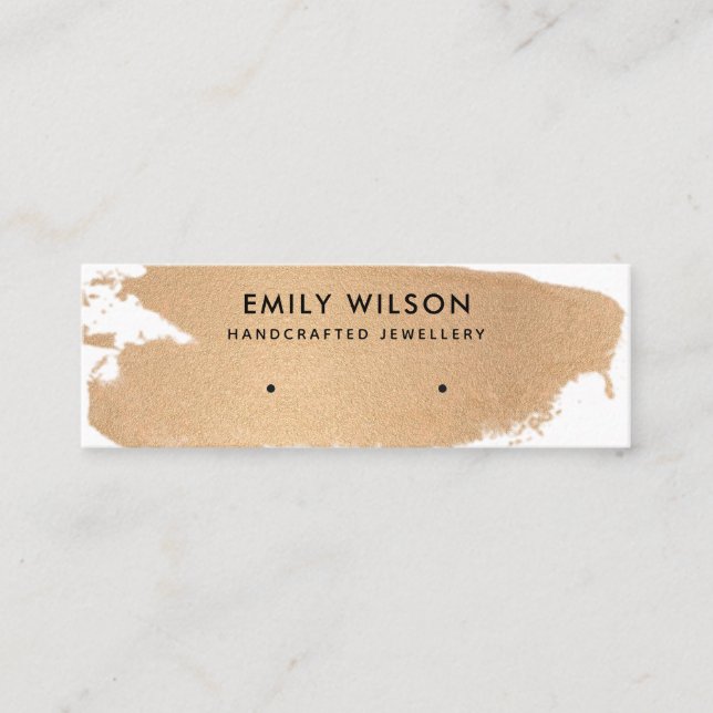 COPPER FOIL BRUSH STROKE STUD EARRING DISPLAY MINI BUSINESS CARD (Front)